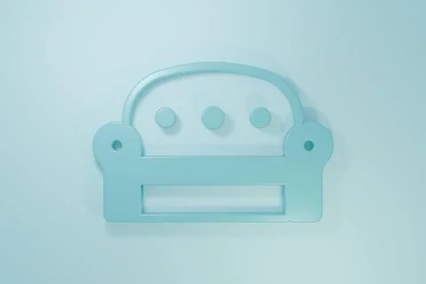 Blue Sofa icon isolated on blue background. Minimalism concept. 3D render i.. Stock Illustration