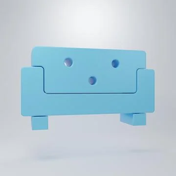 Blue Sofa icon isolated on grey background. Minimalism concept. 3D render i.. イラスト素材