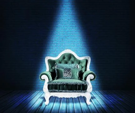 Blue sofa interior backdrop Stock Illustration