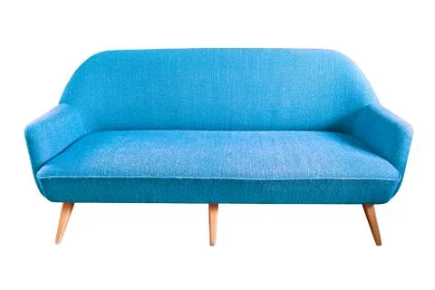 Blue sofa isolated with clipping path Stock Photos