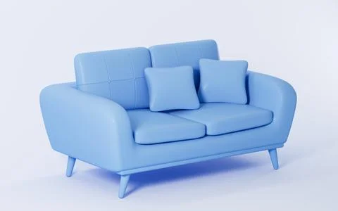 Blue sofa model, 3d rendering. Stock Illustration
