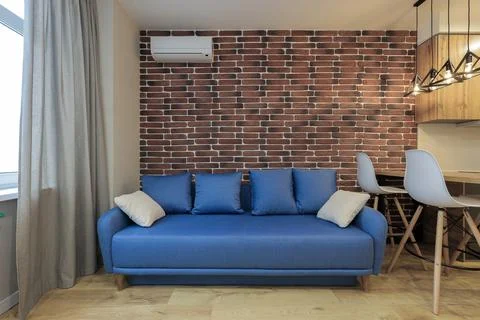 Blue sofa in a modern interior Foto stock