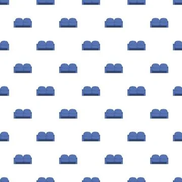 Blue sofa pattern repeating on white background 스톡 일러스트