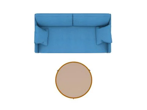 Blue sofa with table top view path selection Stock Photos