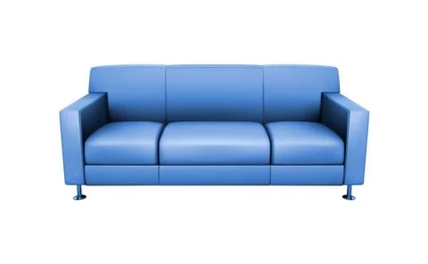Blue sofa on white background Stock Photos