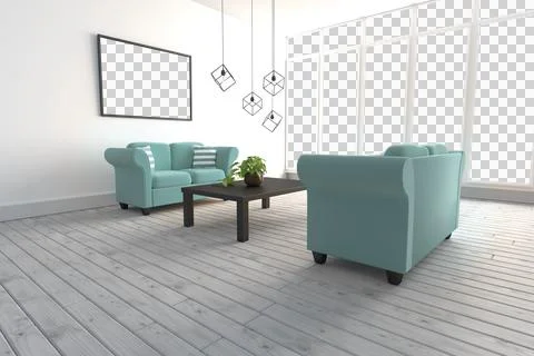 Blue sofas in modern living room Stockillustratie