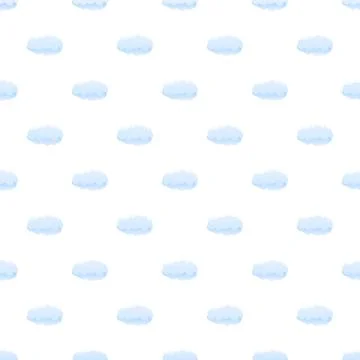 Blue soft clouds seamless pattern on white background Stock Illustration