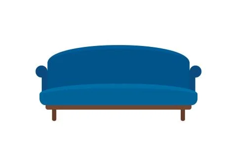 Blue soft retro sofa icon in flat style Stock Illustration