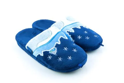 Blue soft slippers Stock Photos