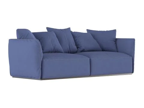 Blue soft sofa with cushions Stock Illustration