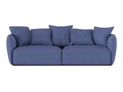 Blue soft sofa with cushions Stock Illustration