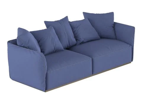 Blue soft sofa with cushions イラスト素材