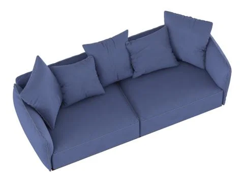 Blue soft sofa with cushions Stock Illustration