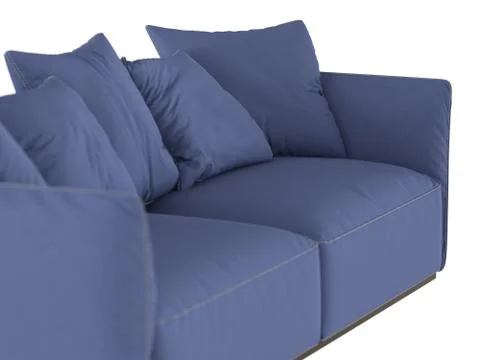 Blue soft sofa with cushions Stock Illustration