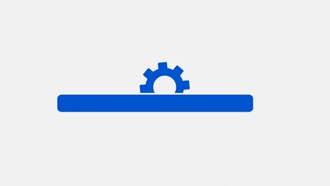 Blue software update animation with rotating gear and loading progress bar Stock Footage 334036150