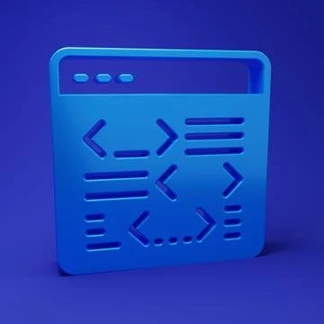 Blue Software, web developer programming code icon isolated on blue backgro.. Stock Photos