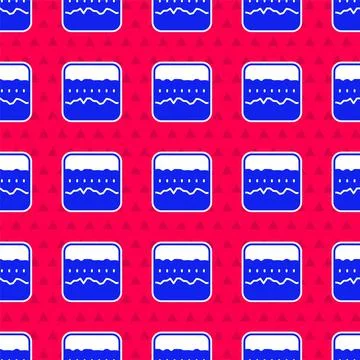 Blue Soil ground layers icon isolated seamless pattern on red background. Vector Illustrazione stock
