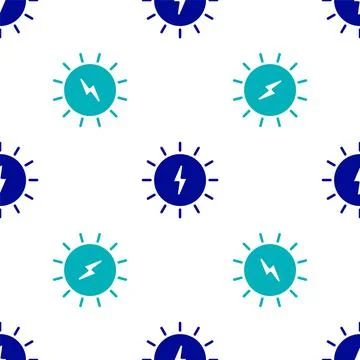 Blue Solar energy panel icon isolated seamless pattern on white background. Sun Stock Illustration