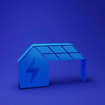 Blue Solar energy panel icon isolated on blue background. Minimalism concep.. Stock Illustration
