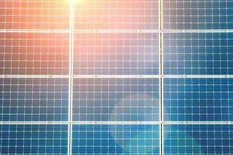 Blue solar panel close up for background, alternative energy source Stock Photos
