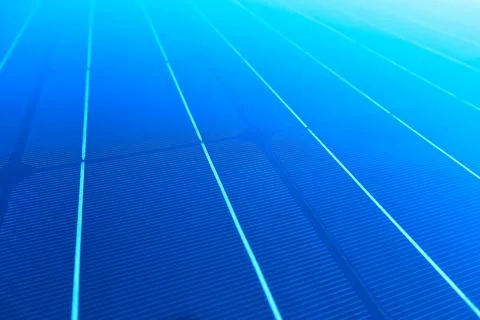 Blue solar panel in selective focus as background. Solar Panel Pattern. Per.. Foto stock