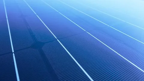 Blue solar panel in selective focus as background. Solar Panel Pattern. Per.. Foto stock