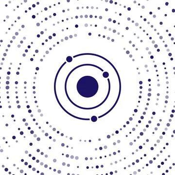 Blue Solar system icon isolated on white background. The planets revolve around Stock Illustration