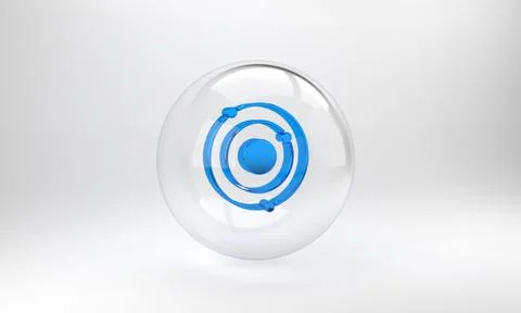 Blue Solar system icon isolated on grey background. The planets revolve aroun Stock Illustration