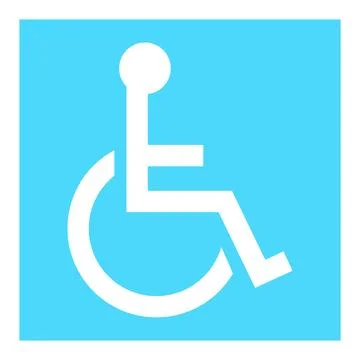 Blue Solid Square Handicap Accessibility Icon Stock Illustration