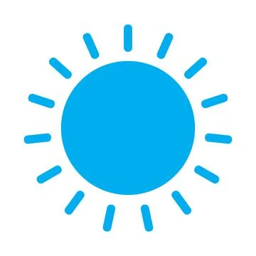 Blue solid vector sun icon isolated on white background 스톡 일러스트