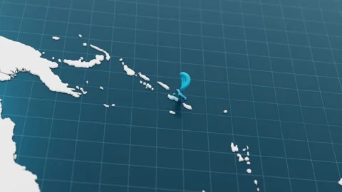 Blue Solomon Islands 3d map with pointer pin surrounded with other countries in 動画素材 320575162