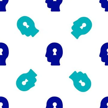 Blue Solution to the problem in psychology icon isolated seamless pattern on Stock Illustration
