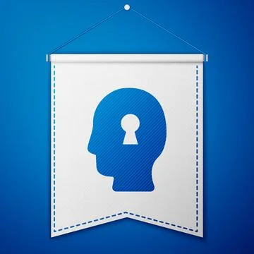 Blue Solution to the problem in psychology icon isolated on blue background. Key Illustrazione stock