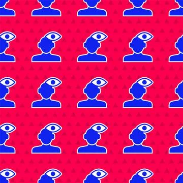 Blue Solution to the problem in psychology icon isolated seamless pattern on red Illustrazione stock