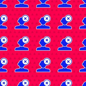 Blue Solution to the problem in psychology icon isolated seamless pattern on red Stock Illustration