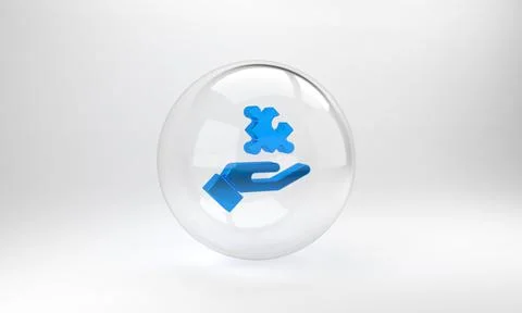 Blue Solution to the problem in psychology icon isolated on grey background.  Stock Illustration