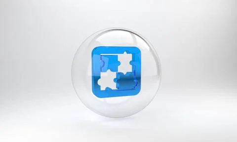 Blue Solution to the problem in psychology icon isolated on grey background.  Illustrazione stock