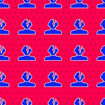 Blue Solution to the problem in psychology icon isolated seamless pattern on red Stock Illustration