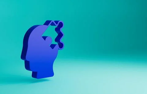 Blue Solution to the problem in psychology icon isolated on blue background Illustrazione stock