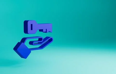 Blue Solution to the problem in psychology icon isolated on blue background. Key Illustrazione stock