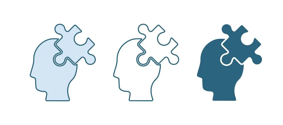 Blue Solution to the problem in psychology icon isolated on white backgroun.. Stock Illustration