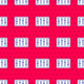 Blue Sound mixer controller icon isolated seamless pattern on red background. Dj Stock Illustration