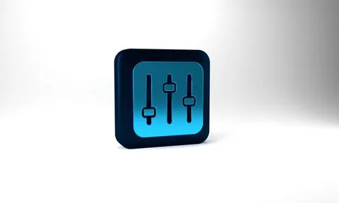 Blue Sound mixer controller icon isolated on grey background. Dj equipment Stock Illustration