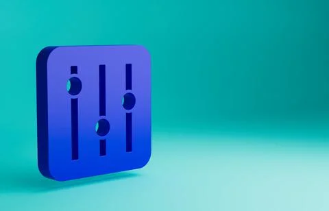 Blue Sound mixer controller icon isolated on blue background. Dj equipment Stock Illustration