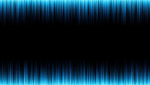 Blue sound wave spectrum with vertical bars over black background, digital music Stock Illustration