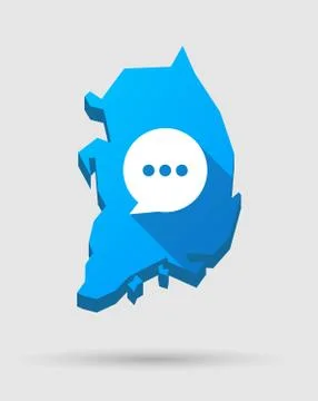 Blue South Korea map with a comic balloon Stock Illustration