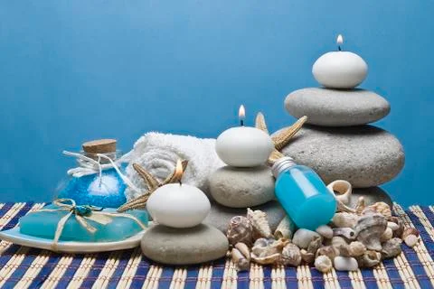 Blue spa background. Stock Photos