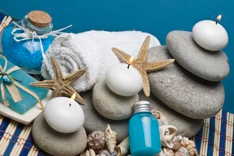 Blue spa background. Stock Photos