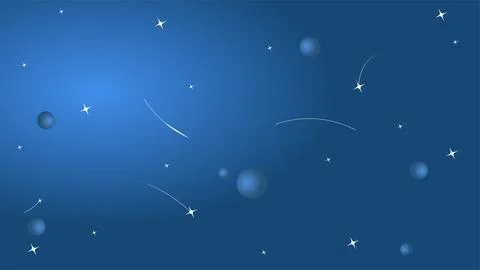 Blue space background with stars, comets, and planets. Illustration of a co.. Иллюстрация