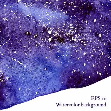 Blue space background. Watercolor Vector illustration. Stock Illustration